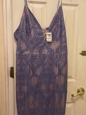Charlotte Russe Plus Size Blue Lace Slip Dress